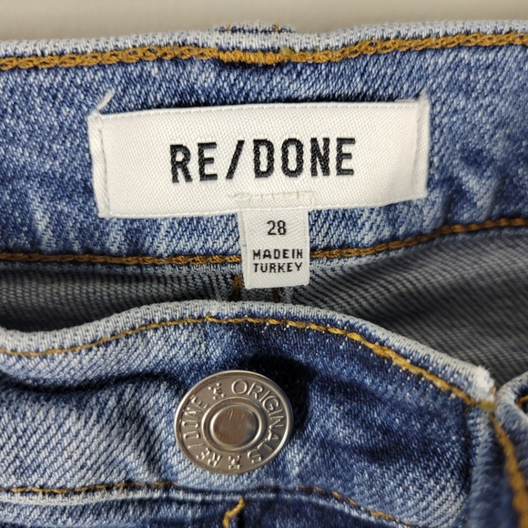 Re/Done 90s High Rise Ankle Crop Slim Straight Button Fly Jeans Mid90s - Picture 10 of 15